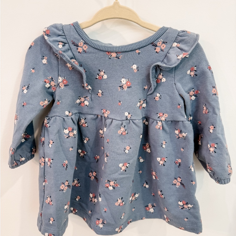 Little Planet- Baby Girl Floral Ruffle-Shoulder Long Sleeve Dress